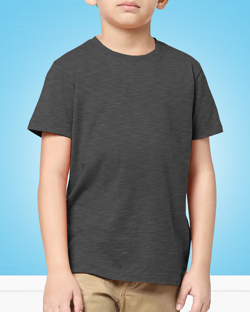 Kids Unisex Solid Dark Grey Color Round Neck Half Sleeve T-Shirt