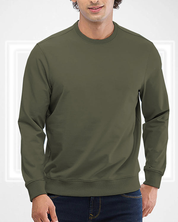 Adult Unisex Solid Olive Color Sweatshirt